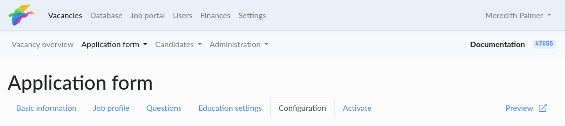 Vacancies - configuration